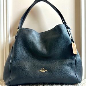 Coach Shoulder Bag -Edie Pebbled Leather Black
